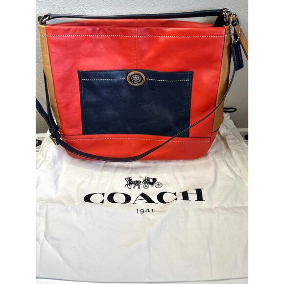 NWOT Coach Park Leather Color Block Convertible Carrie Tote Bag D-1381 F24065 - Picture 1 of 12